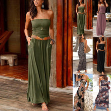 Load image into Gallery viewer, 2020 Summer Dress Plus Size Beach Sexy Bandeau Holiday Off Shoulder Long Dress Ladies Summer Solid Party Maxi Dresses