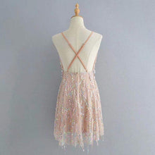 Load image into Gallery viewer, Sequin Backless Bandage Summer Dress Bodycon Women Sexy Nightclub Party Mini Dress Black Bandage Deep V Neck Dresses Vestidos