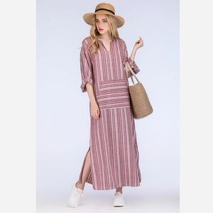 Womens Cotton Linen Dress Big size 5XL large size Kaftan Long Sleeve 2019 Summer Striped Women Plus Size Long Maxi Boho Dresses