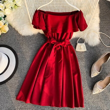 Load image into Gallery viewer, Neploe New Arrival Strapless Women Short  Dress 2020 Solid Summer Slash Neck Vestido Korean Ruffles Sashes One Size Robe 43077

